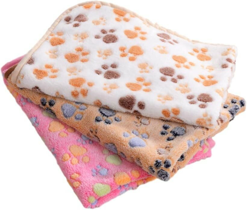 Other - ペットブランケット 毛布 タオル マット 犬 猫 防寒 洗える 保温 小動物 3枚セット (マルチカラー, 横60cmx縦40cm)