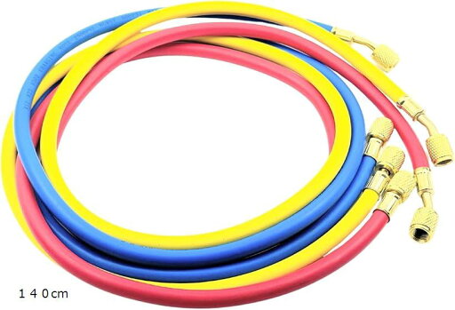 エアコンガス チャージホース 3本セット R134a R12 R22 R502 冷媒 対応 1/4フレア 140cm(140cm) エアコンガス チャージホース 3本セット R134a R12 R22 R502 冷媒 対応 1/4フレア 140cm(140cm)