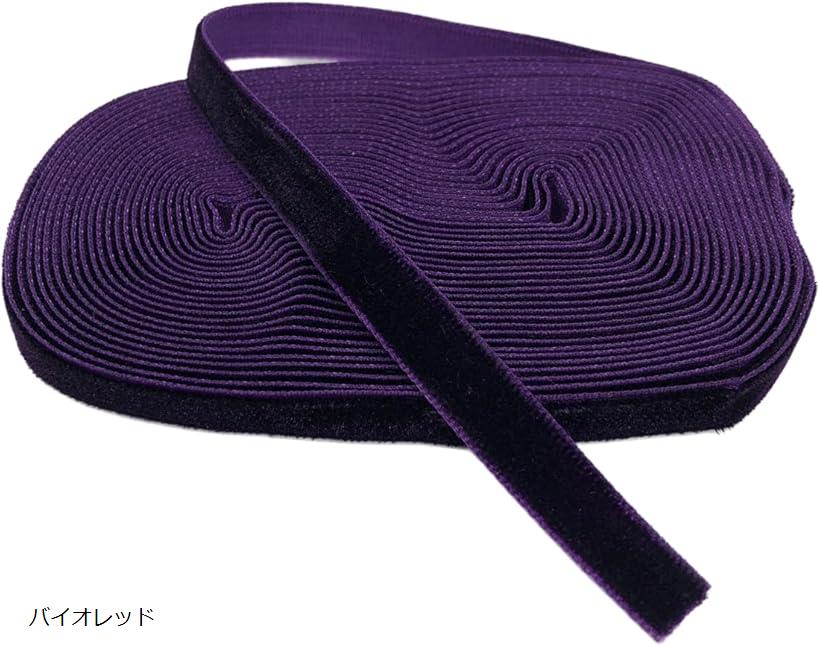 ベロア リボン ベルベット 10mm幅 長さ5メートル 手芸 結婚式(バイオレッド)