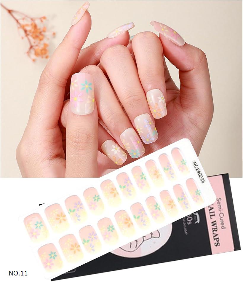 1級ネイリスト監修 ジェルネイルシール 硬化タイプ 貼るだけ セルフネイル (NO.11)