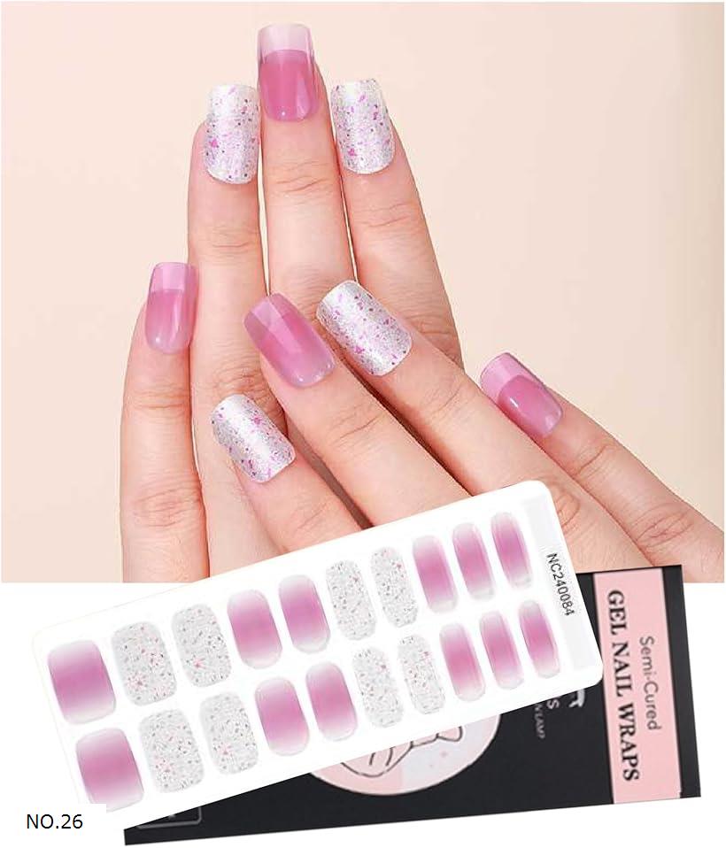 1級ネイリスト監修 ジェルネイルシール 硬化タイプ 貼るだけ セルフネイル (NO.26)