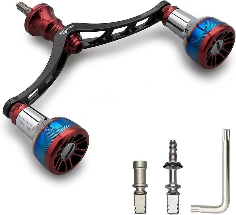 リール ハンドル シマノ Shimano ダイワ DAIWA 通用 スピニングリール用 Arch Engine Series 189 (110mm - ブラック＆ワインレッド)
