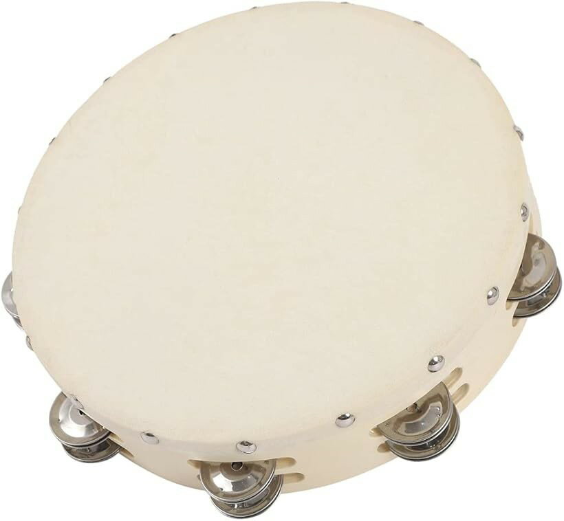 【楽天ランキング1位入賞】AllBright タンバリン 演奏 楽器 パーカッション カラオケ 盛り上げ 皮付き