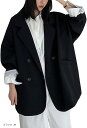ウェアビー オーバーサイズ ダブルブレスト テーラードジャケット 春服 オケージョン レディース アウター ブレザー スーツ カラー じゃけっと カジュアル オフィス フォーマル ビジネス ポケット きれいめ 通勤(ブラック, M)