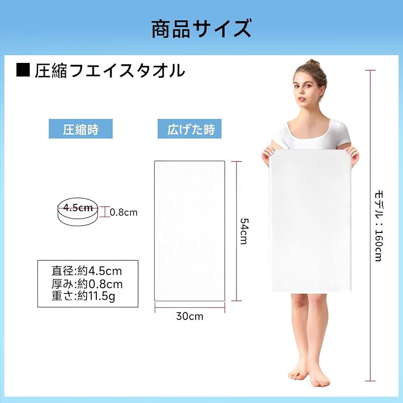 ホリックの圧縮タオル防災 54x 30cmコンパクトタオル 災害 ティッシュ 使い捨てフェイスタオル大判旅行、出張、ホテル、車内、キャンプ、介護 掃除 非常用 アウトドア コンパクト携帯 36枚入 (36 packs)｜アングル2