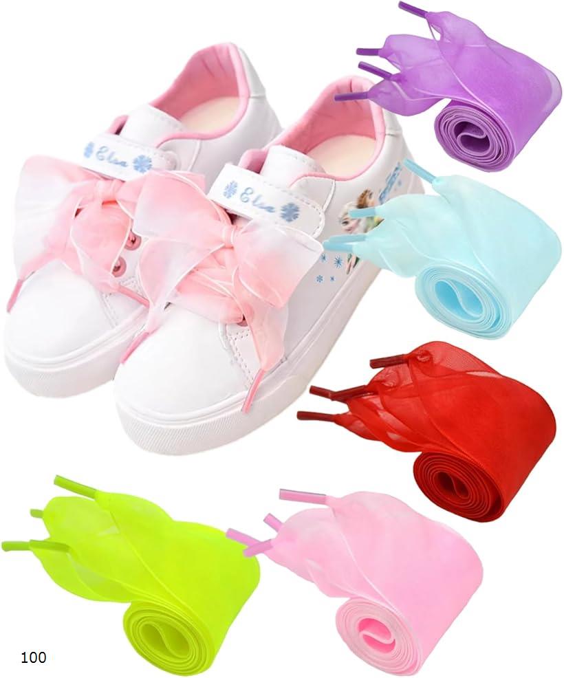 シューレース リボン 子供用 5色セット 幅2.5cm スニーカー シフォン ポリエステル(100cm)