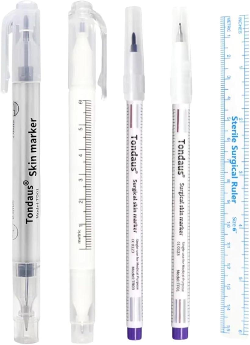 スキンマーカーペン タトゥーペン 4本 0.5mm-1mm ペン先 眉毛 ルーラー アートペン 位置