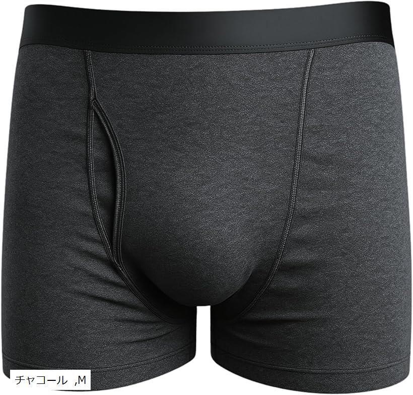 セレーニ 尿漏れパンツ 失禁 100ml 男性用 吸水ボクサーパンツ 防水 消臭抗菌 しっかり吸収 自然なシルエット (チャコール, M)
