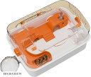 ハムスターケージ 小動物用ケージ 透明 DIY可能 ABS製 組立式 給水ボトルなど 持ち運びやすい お掃除しやすい 通気穴いっぱい 華やかなオレンジ色 直径12cmホイール(オレンジ, 58X35X25CM)
