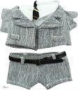 人形 ぬいぐるみ 服 ぬい服 シャツ ズボン ベルト スーツ ベスト ネクタイ セット かわいい(グレー, 15cm)
