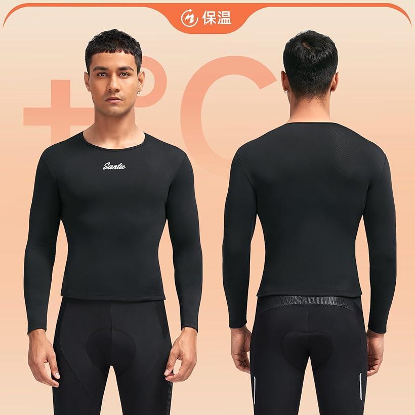 メンズ アンダーウェア サイクルジャージ 裏起毛 サイクリング インナーウェア 无袖 保温 弾力 吸汗 サイクルウェア (ブラック, M)