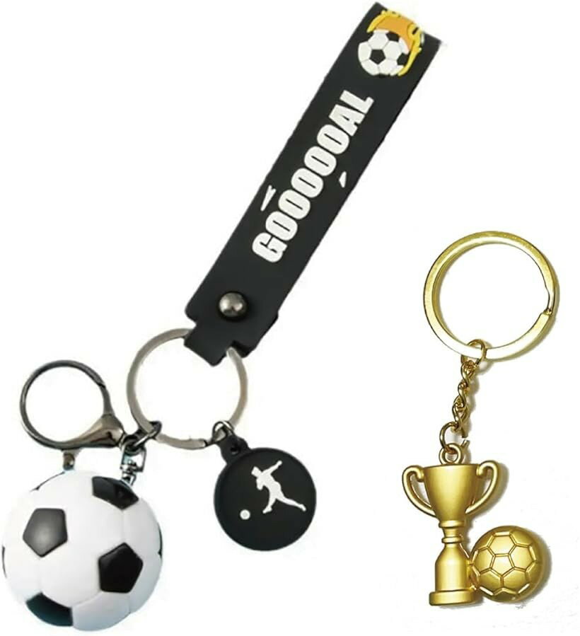 サッカー キーホルダー セット ボール ベルトトロフィー バッグやカバンなどのキーホルダーにしたりプ ...