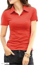 Vネック カットソー ポロシャツ ゴルフウェア オフィス レディース(オレンジ, 2XL)(4)