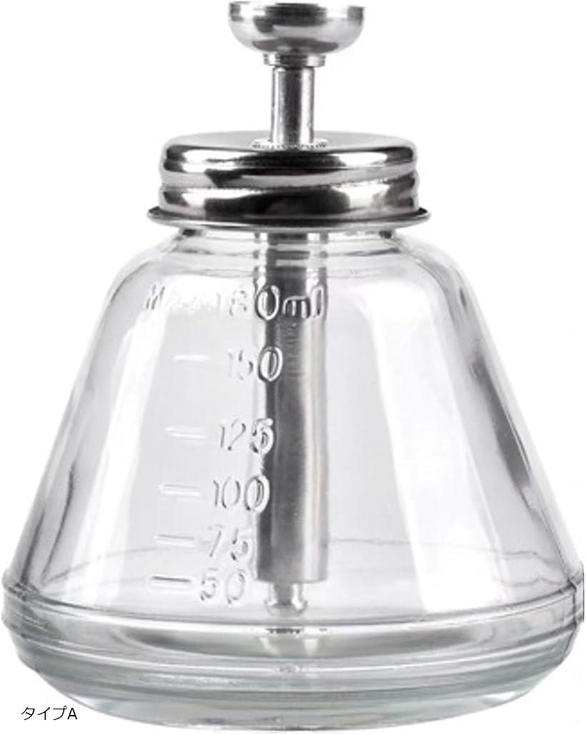 良品ラボ プッシュダウンポンプ ディスペンサー ガラス容器 ガラスポンプ 耐薬品性 液体保存 レトロ 目盛り付き 180mL 1個 (クリア＆シルバー, 約8.5x10cm)