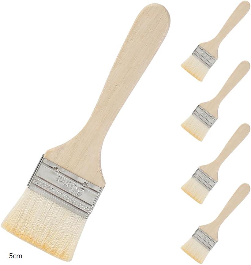 【楽天ランキング1位入賞】筆 ブラシ 平たい ペイント 絵の具 水彩画 油絵 絵画 ペンキ 塗装 掃除 汎用 DIY 5本セット(ホワイト, 5cm)