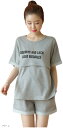 ミウォルナ マタニティ 授乳服 パジャマ ルームウェア セットアップ スウェット 授乳口 前開き 半袖 ショートパンツ 半パン(グレー, L)