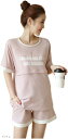 ミウォルナ マタニティ 授乳服 パジャマ ルームウェア セットアップ スウェット 授乳口 前開き 半袖 ショートパンツ 半パン(ピンク, L)