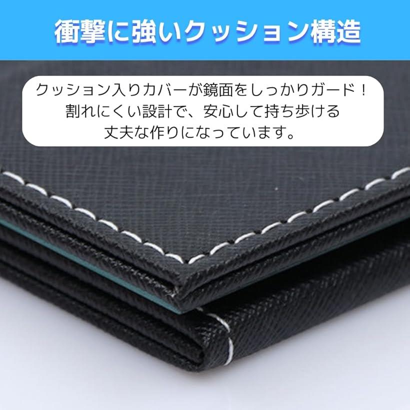 卓上 鏡 大きめ ミラー スタンド 化粧 折りたたみ 折立 角度調整可能 メイクアップ(ブラック, 特大) [3]