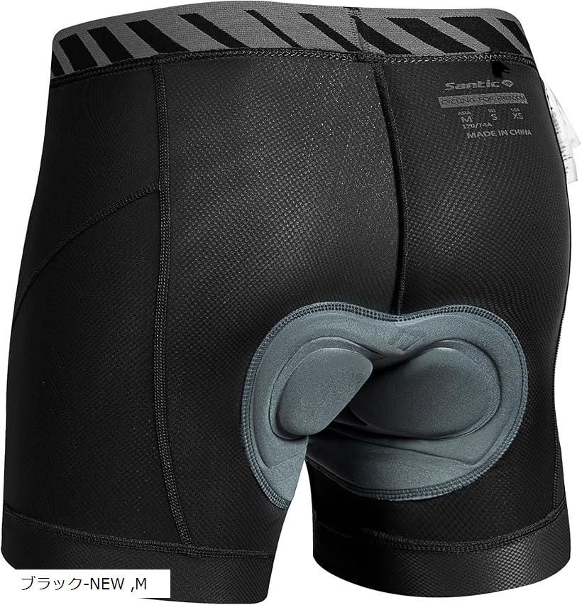 サイクル インナーパンツ レーサーパンツ アンダーパンツ パッド付 サイクリングウェア ロードバイク 自転車 衝撃吸収 痛み軽減 (ブラック-NEW, M)