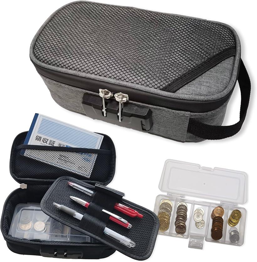 タクシー用釣り銭バッグ 家計管理 ポーチ 釣り銭ケース 集金ポーチ ガジェットポーチ 小型 手提げ金庫 グレー (グレー)