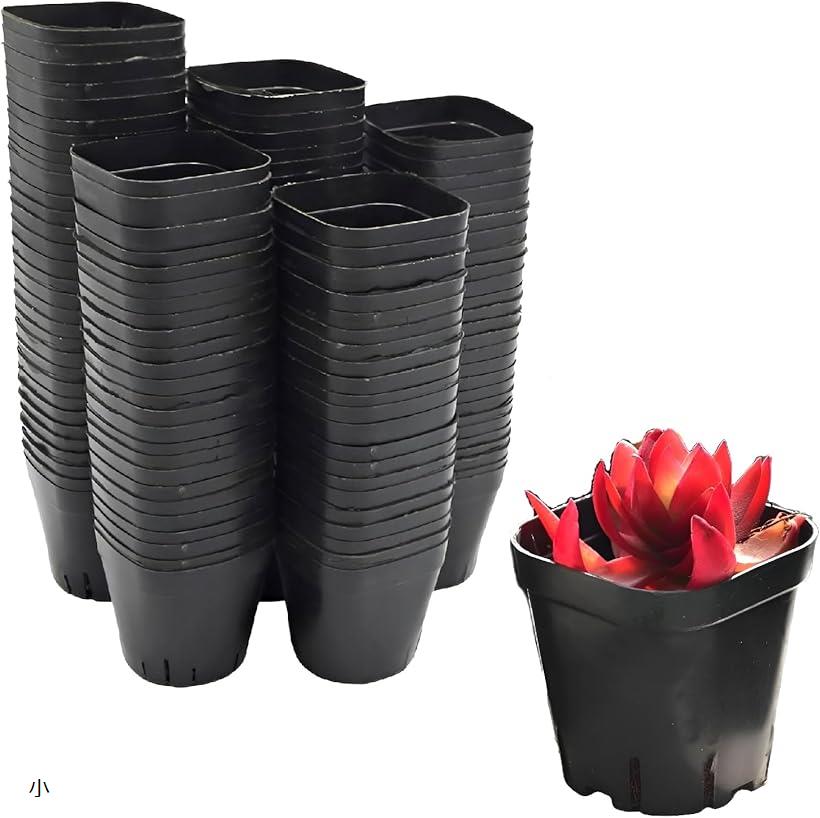 育苗ポット フラワーポット プラスチック鉢 種蒔きポット 120個セット (ブラック, 小)