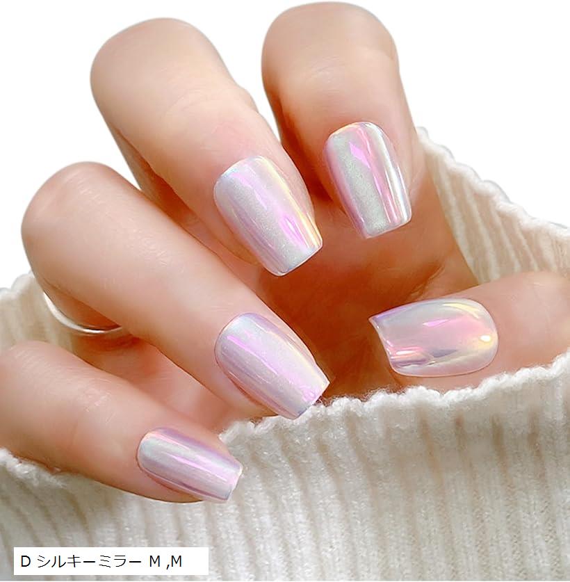 ネイルチップ 手作り 付け爪 収納ケース 10枚入 マグネットネイル オーロラ ミラー (D シルキーミラー M, M)