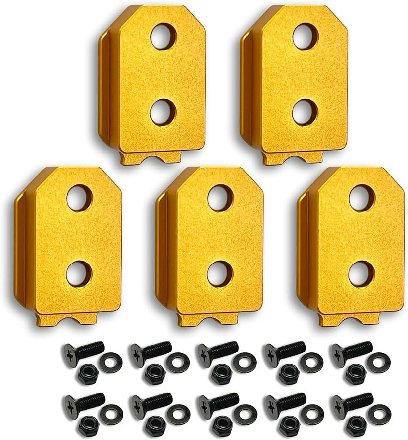 オス金具 セフティ金具 ワンタッチ工具ホルダー用軽量・高強度なアルミ合金製+アルマイト仕上げ固定式取付金具 スリムホルダー対応 セフティホルダー (イエローゴールド, 5個セット)