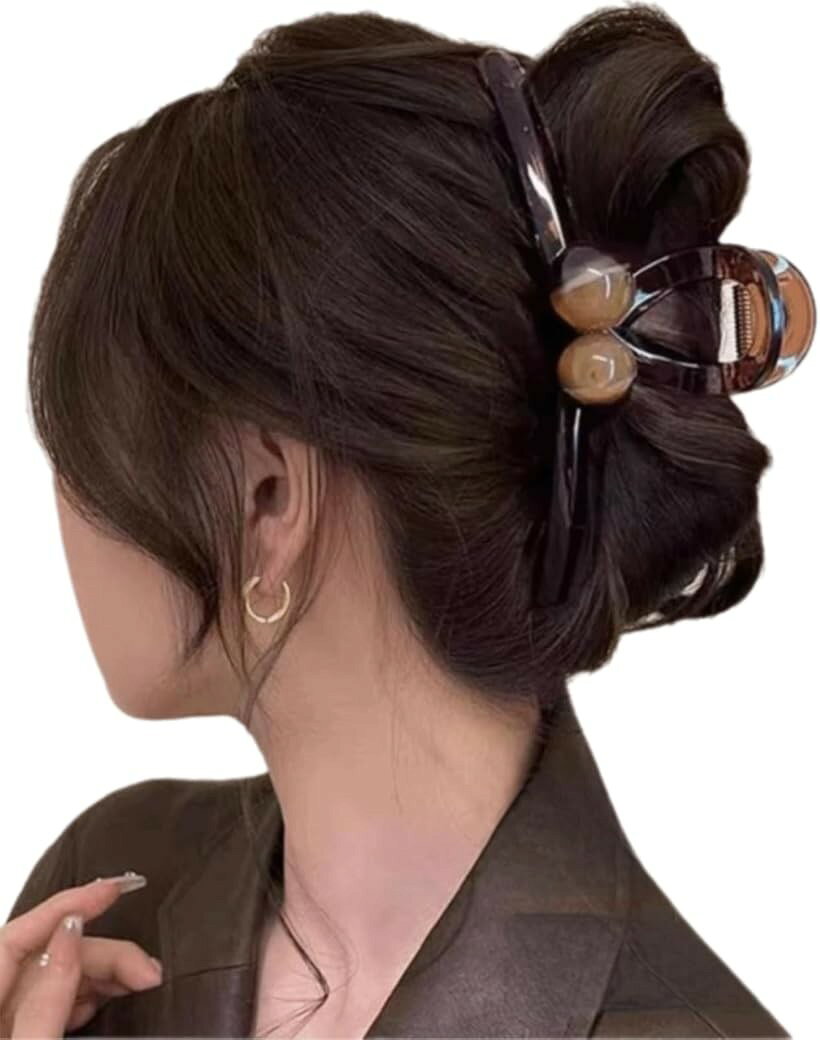 大サイズ ヘアクリップ 韓国風 ビーズ付き バンスクリップ 大きめ しっかり留まる ...