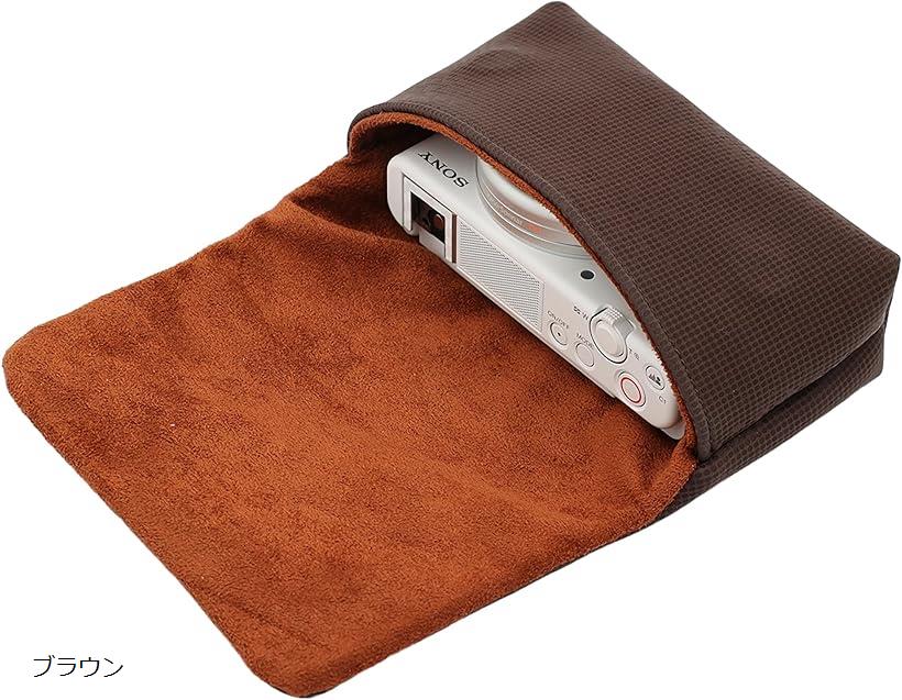 カメラ収納ポーチ コンデジ カメラケース デジカメ コンパクトカメラ (ブラウン)