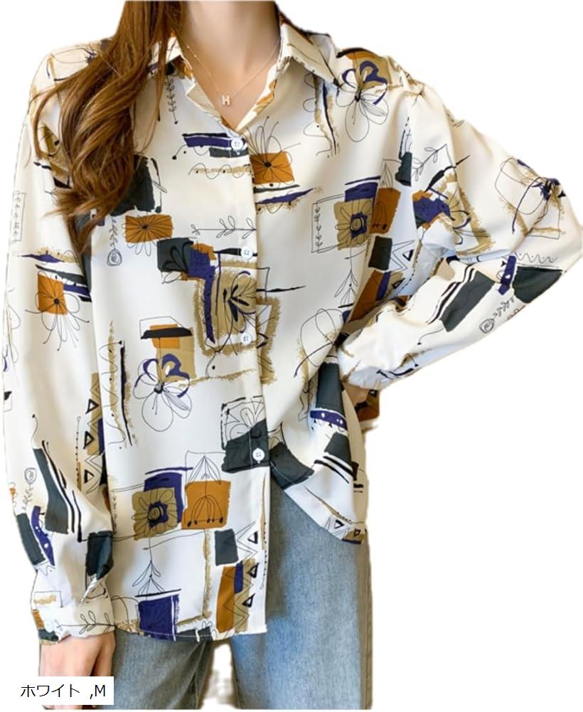 アート 柄 レディース セクシー シャツ ブラウス 長袖 人気 ワイシャツ 定番 お洒落 特徴的 トップス ..