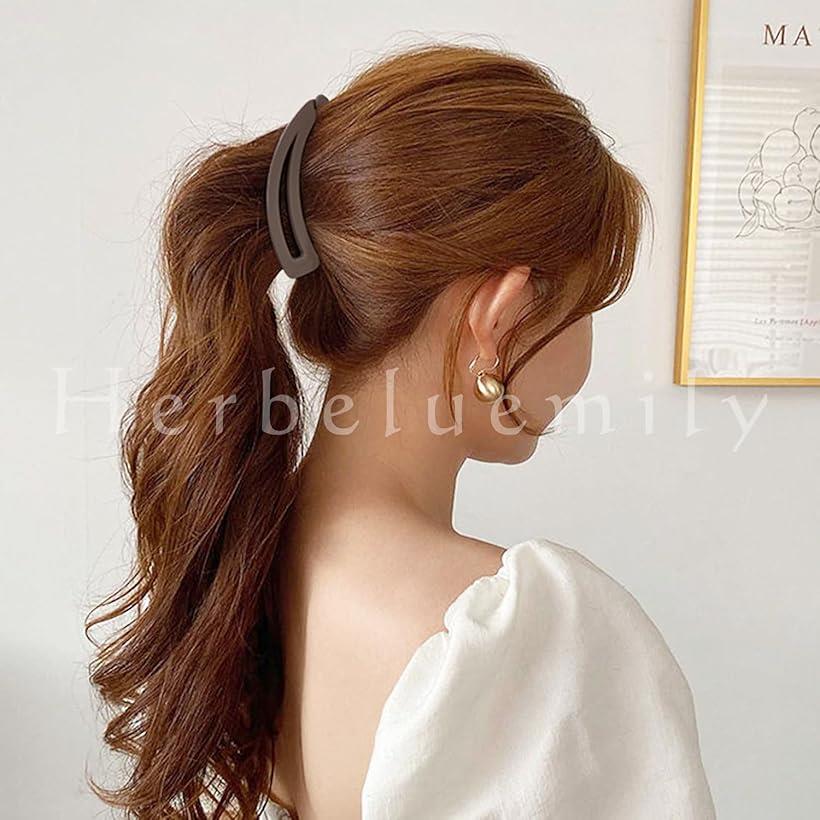 バナナクリップ ヘアクリップ しっかり 髪留め シンプル おしゃれ 三日月 2個セッ...