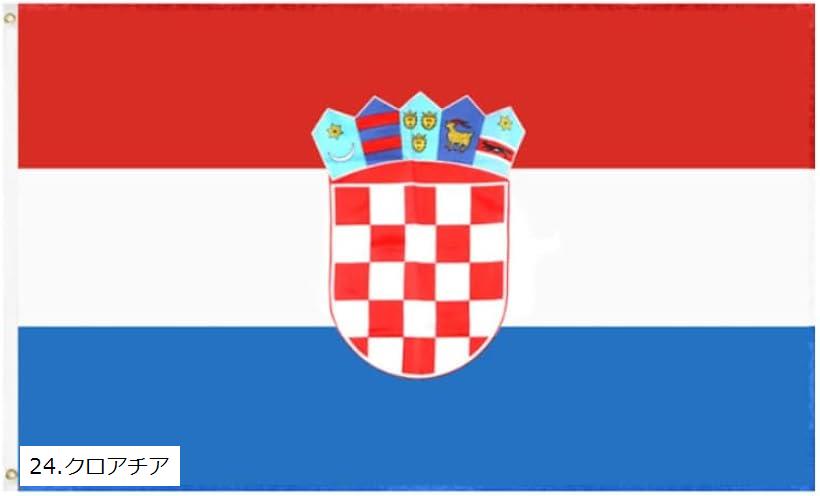 国旗 世界国旗 ハトメ式 フラッグ スポーツ 観戦 応援グッズ 運動会(24.クロアチア, 90x150cm)
