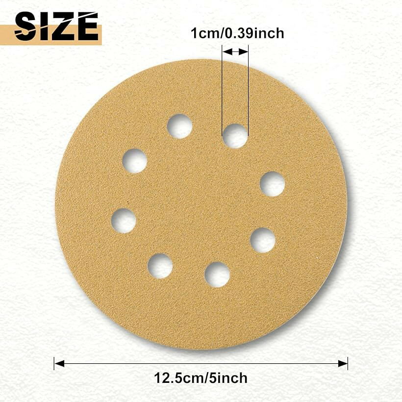 サンディングペーパー 125mm サンドペーパー 粒度 8穴あき マジック式 紙やすり 研磨 サンダー用 丸型 ディスク エアーサンダー丸パッド 木工用 吸じんランダムアクションサンダー用 ミニルーター用 (#100 30枚)