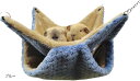 デグー ハンモック 小動物 フェレット モモンガ 取り付け簡単 かわいい 寝床 遊び場(ブルー, L)