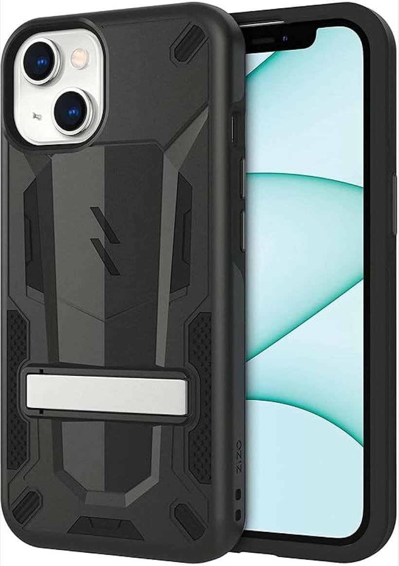 iPhone 13 mini 5.4インチ ケース カバー 耐衝撃 衝撃吸収 米軍MIL規格 キックスタンド ハイブリッド ポリカーボネイト x TPU TRANSFORM (ブラック / ブラック, iPhone 13 mini)