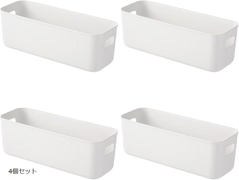 良品ラボ 収納ボックス 小物 取手付き キッチン クローゼット 押入れ 洗面所 ポリプロピレンプラスチック (ホワイト, 4個セット)
