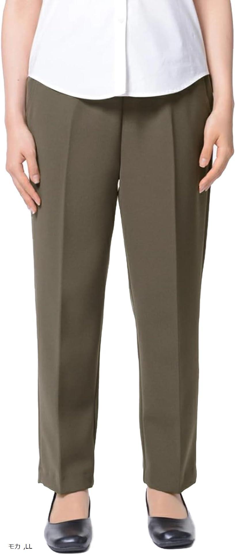 シニア ファッション レディース パンツ ズボン ゆったり 楽らく 春秋 股下 60cm 高齢者 おばあちゃん 401(モカ, LL)