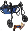 EdisonBrain 犬の歩行器 犬用車椅子 ペット 散歩 サポート 介護 軽量 カート タイプ 後ろ足 補助 輪 サイズ 調整可能 リハビリ 怪我 後肢 2輪 用具 老犬 ヘルスケア ハーネス 小動物(ブルー, M)(4)