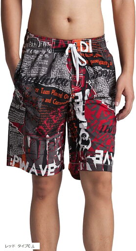 サーフパンツ スイムパンツ 海パン メンズ ハーフパンツ 水着 スイムウェア 短パン(レッド タイプC, L) サーフパンツ スイムパンツ 海パン メンズ ハーフパンツ 水着 スイムウェア 短パン(レッド タイプC, L)