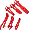ホースクランププライヤー ホースクリップ ホースプライヤー 燃料ホースクランプ 自動車工具(レッド, 6種:直角・ストレート)