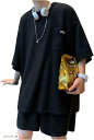 クロス セットアップ メンズ ジャージ ゆったり 半袖 短パン 上下 御洒落 カジュアル 韓国風 部屋着 ハーフパンツ 半袖シャツ 無地 半ズボン ストリート ...
