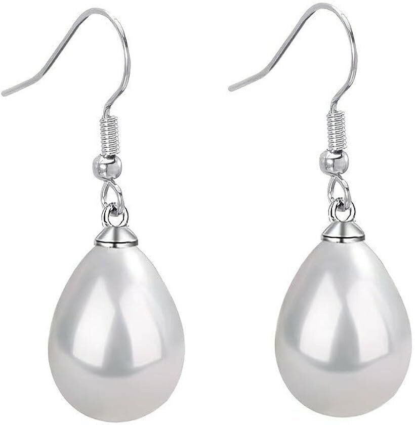 Mabe Pearls - パールピアス レディース ホワイト プチプラ 人気 揺れる 可愛い 両耳 ジュエリー 高見え プレゼント ギフト (水玉 パール, 中)