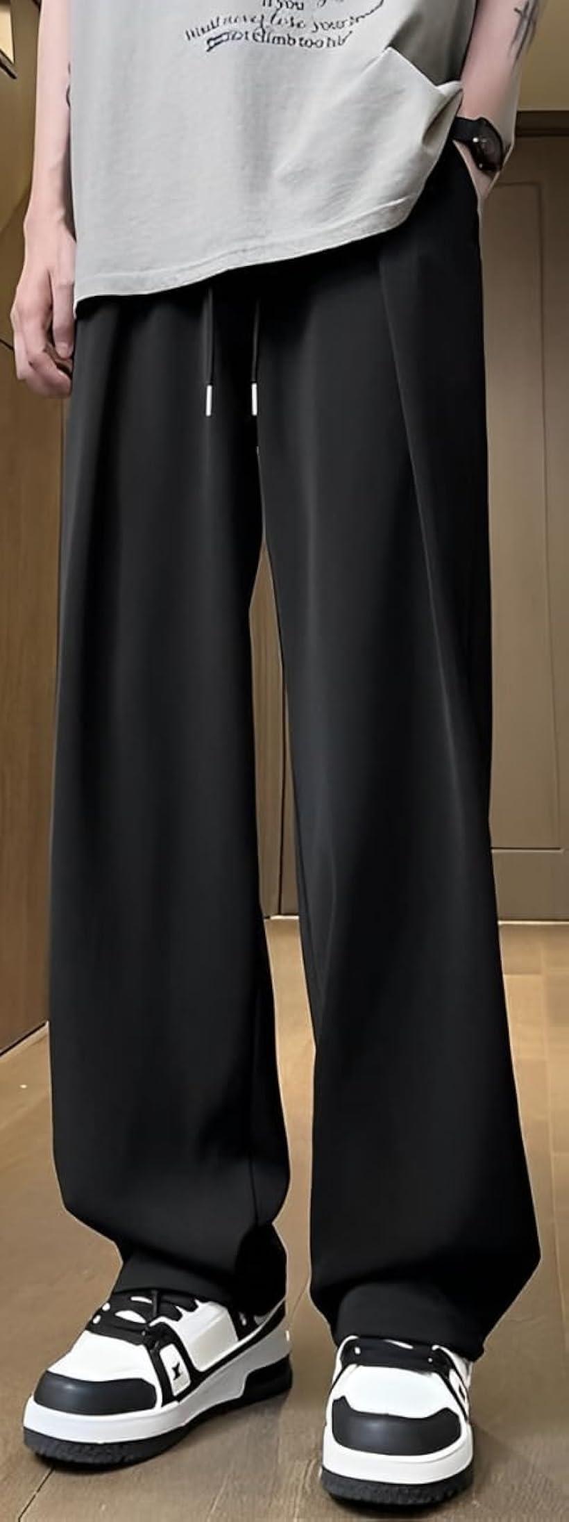 アスペルシオ サラサラ ストリート ワイドパンツ 爽やか 涼しい 快適 通勤 柔らかい ボトムス メンズ 速乾 薄い 春夏 軽量 冷感 ドライ 通気性 イージー スポーツ 楽ちん ゆるやか アウトドア リラックス(エッグプラント, L)