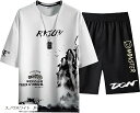 アスペルシオ ストリート 上下 セット 半袖 ハーフパンツ 通気性 オシャレ スポーツ ジャージ メンズ 大人 速乾 通学 快適 家着 丸首 半パン 普段着 短パン(スノウホワイト, M)