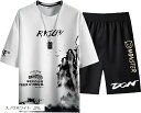 アスペルシオ ストリート 上下 セット 半袖 ハーフパンツ 通気性 オシャレ スポーツ ジャージ メンズ 大人 速乾 通学 快適 家着 丸首 半パン 普段着 短パン(スノウホワイト, 2XL)