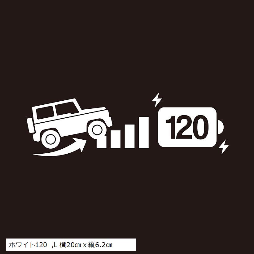 バッテリー残量ジムニー用 カッティングステッカー 車用 屋外 防水 耐水 (ホワイト120, L 横20cmx縦6.2cm)