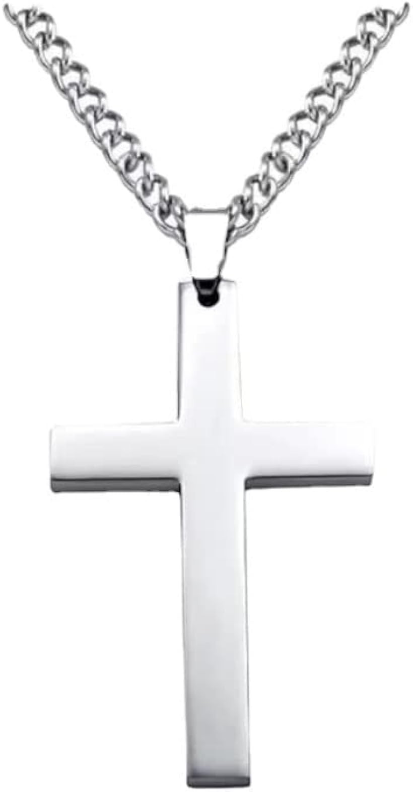 Cross Necklace for Men, Silver Chain (60cm)