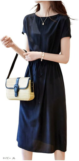 きれいめワンピース 夏 切り替えワンピース 半袖 春夏 40代 50代 60代(ネイビー, XL) きれいめワンピース 夏 切り替えワンピース 半袖 春夏 40代 50代 60代(ネイビー, XL)