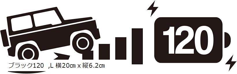 バッテリー残量ジムニー用 カッティングステッカー 車用 屋外 防水 耐水(ブラック120, L 横20cmx縦6.2cm)