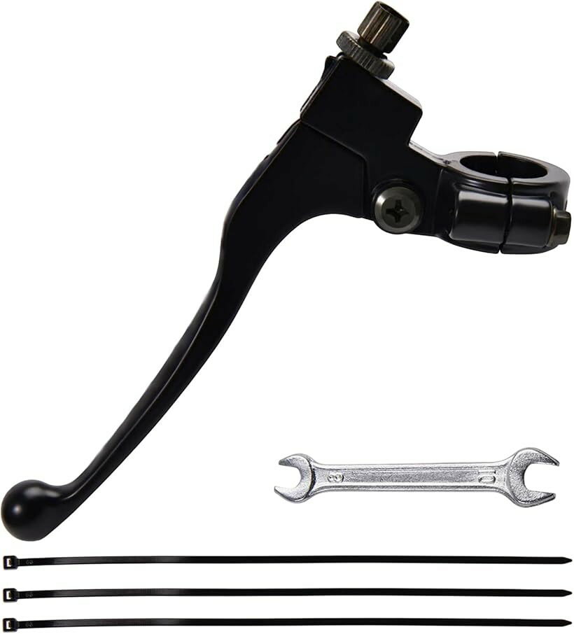 互換品 バイククラッチレバー ブレーキ バイク用 ショートレバー 左クラッチブレーキパーチ オートバイ 22mm内径 交換用 スパナと結束バンド3本付き (ブラック)